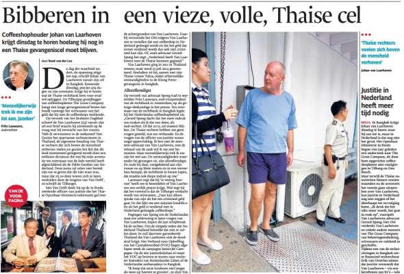 Bibberen in een vieze, volle, Thaise cel (Brabants Dagblad, 7 november 2015)