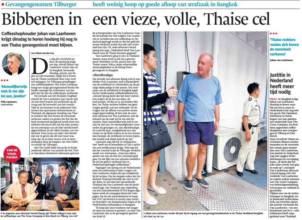 Bibberen in een vieze, volle, Thaise cel (Brabants Dagblad, 7 november 2015)
